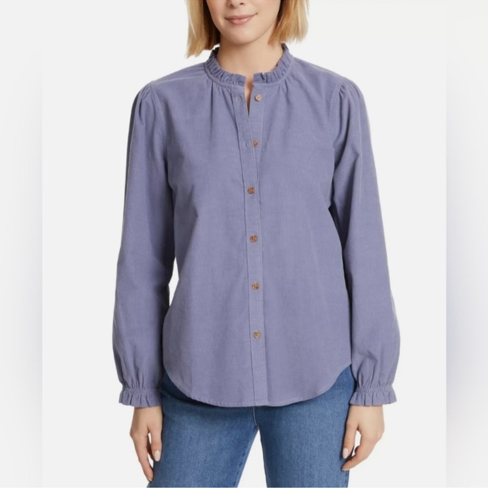 Women’s Ruffle-Neck Button Down Shirt
